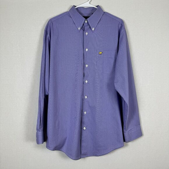 Jack Nicklaus Purple Check Button Down Shirt Men’s Large Golf Bear Logo - Picture 1 of 16